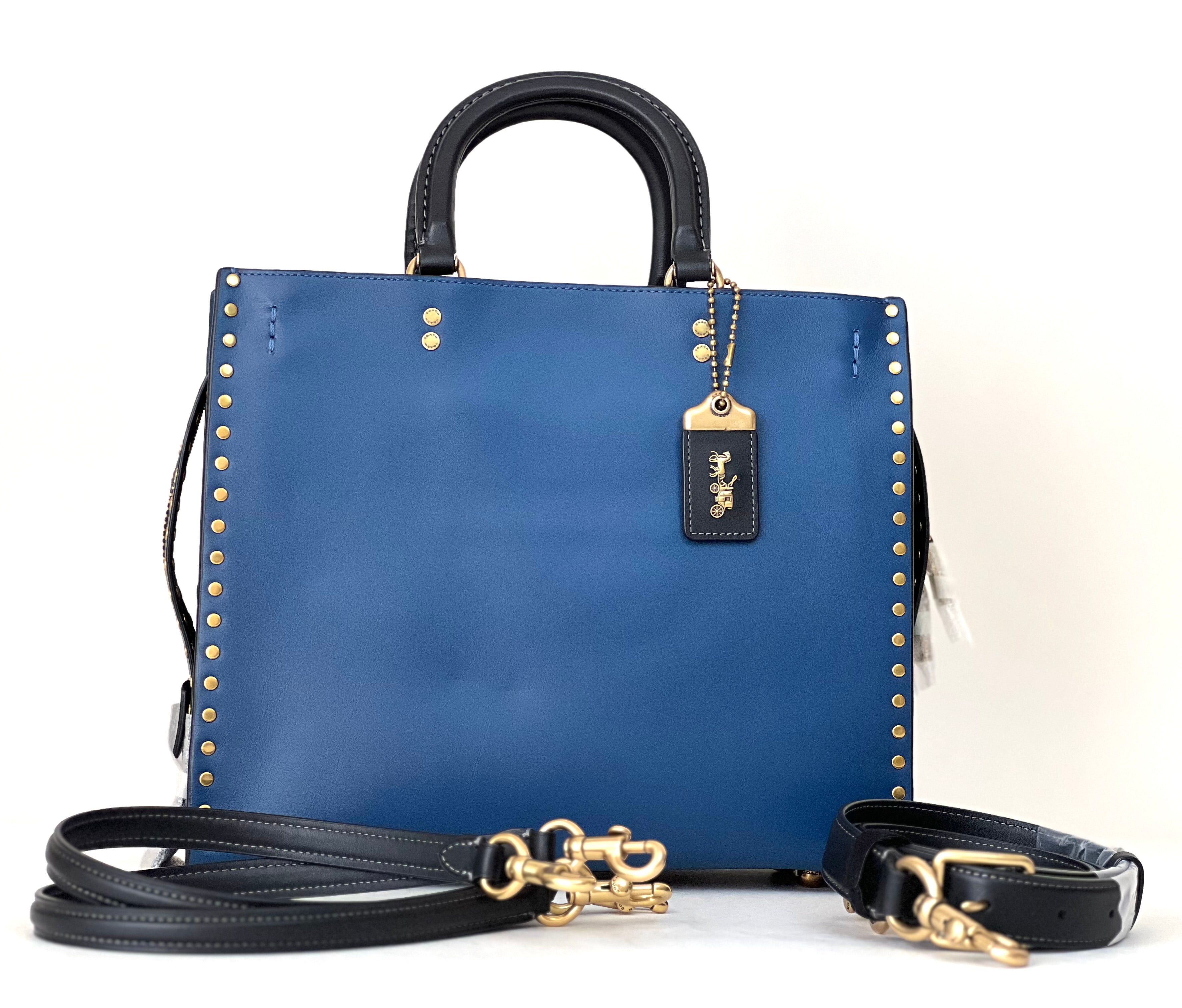 Coach Blue Rogue 30 Bag Colorblock with Gold Rivets CC381 – Maggsbags